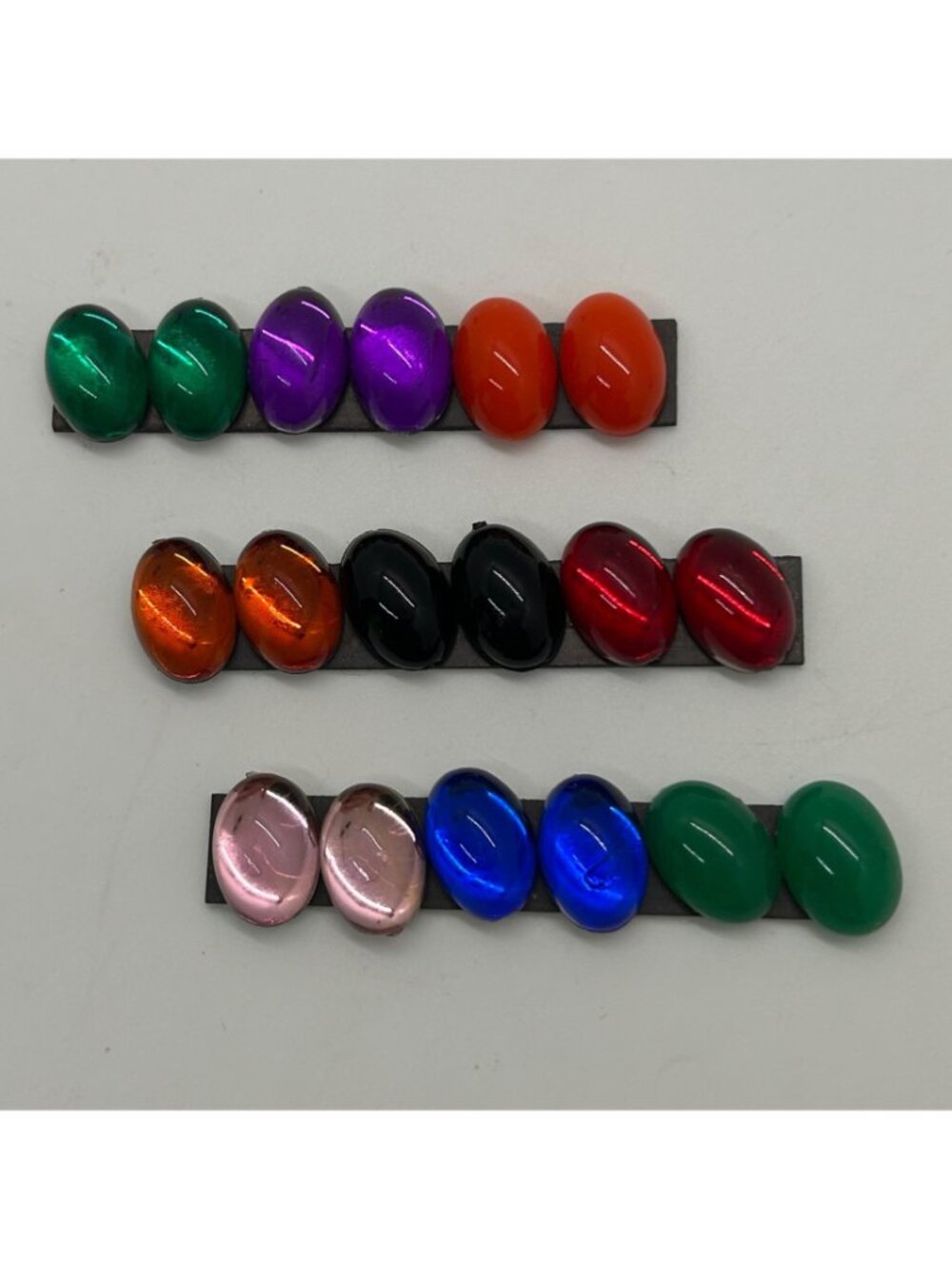 Vintage Gold-Tone Interchangeable Clip-On Earrings 10 Interchangeable Cabochons - Picture 6 of 13